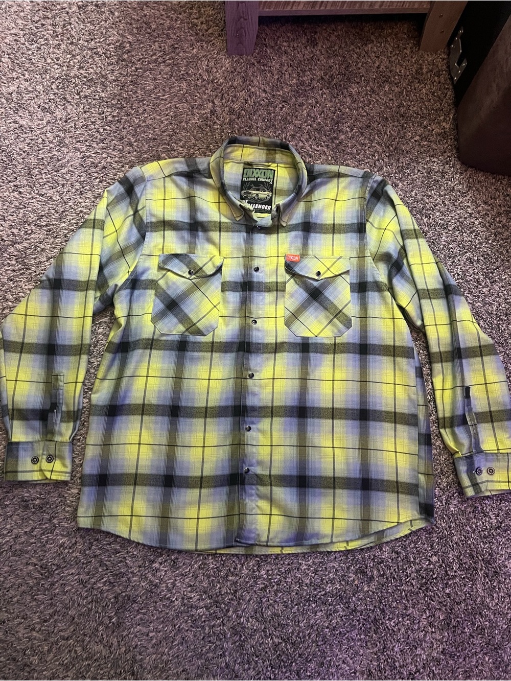 DIXXON Men’s Yellow and Gray Plaid Button-Down Shirt The Challenger